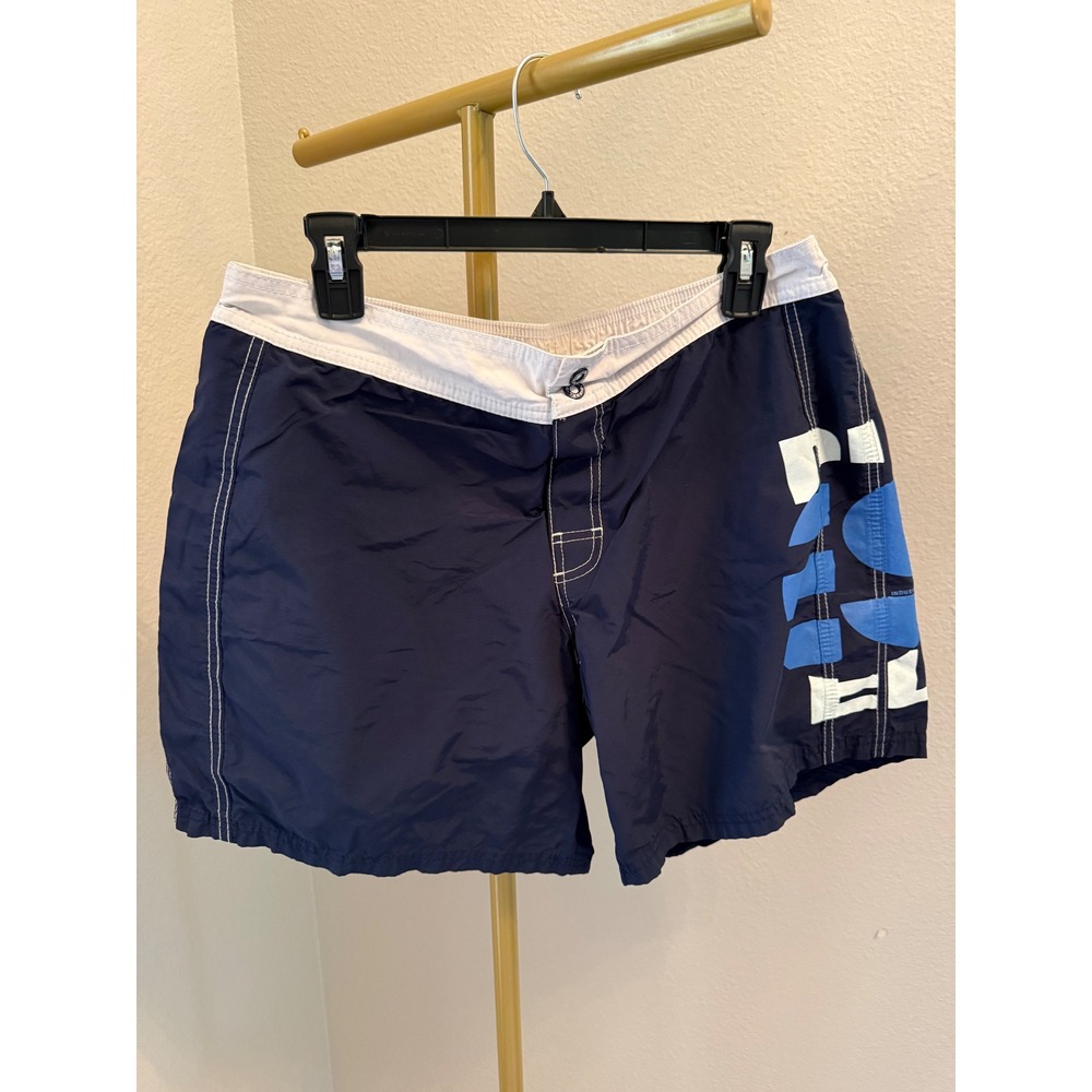 Diesel Mens Board Shorts Navy Blue Graphic Logo Swim Trunks XXL 42-44 RN93243